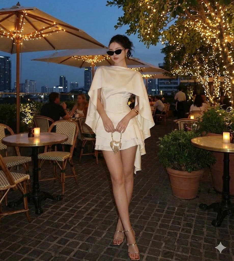 Váy ngắn dáng Cape